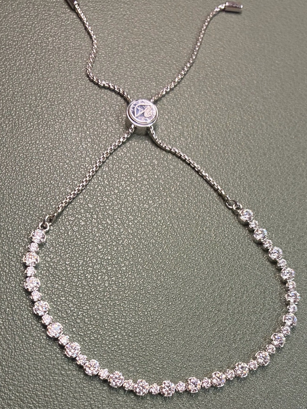 Swarovski adjustable tennis slider bracelet in a silver-tone